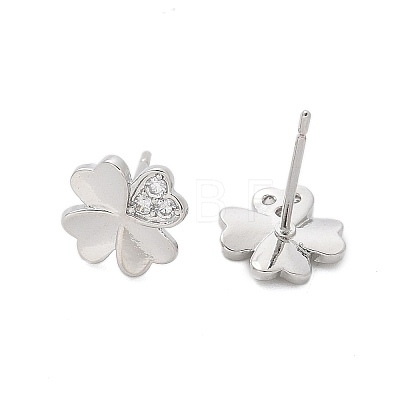 Brass Clover Stud Earrings EJEW-R016-20P-1