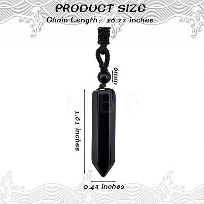 Natural Obsidian Bullet Pendant Necklace JN1043C-1