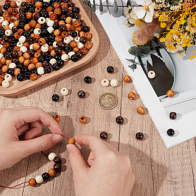 500Pcs 5 Colors Maple Wood Beads WOOD-GF0002-47-1