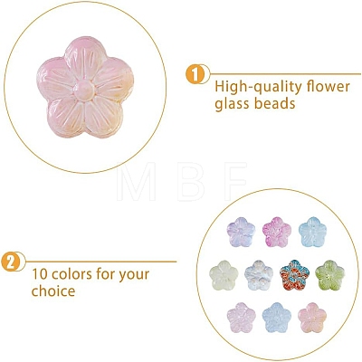 DICOSMETIC 120Pcs 10 Colors Transparent Spray Painted Glass Beads GLAA-DC0001-32-1