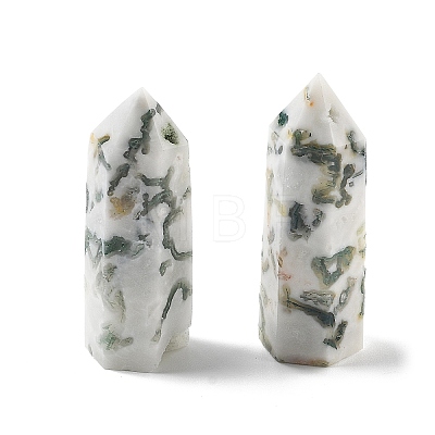 Natural Moss Agate Pointed Prism Bar Home Display Decoration G-PW0007-104A-1