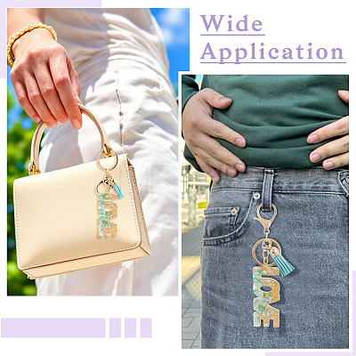 Alloy & Resin Tassel Keychainss AJEW-TADJ0001-20G-04-1