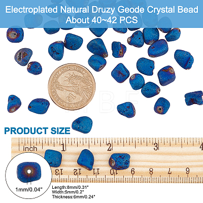 ARRICRAFT Electroplated Natural Druzy Geode Crystal Bead Strands G-AR0003-52-1