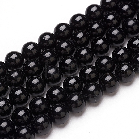 Natural Black Tourmaline Beads Strands G-L554-02-8mm-1