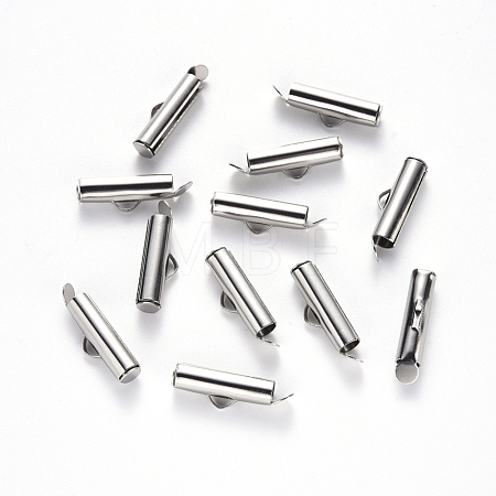 Tarnish Resistant 304 Stainless Steel Slide On End Clasp Tubes STAS-S115-01F-P-1