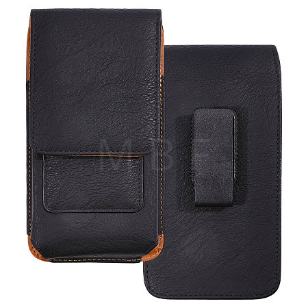 Rectangle Cowhide Mobile Phone Waist Belt Pouches AJEW-WH0596-953A-1
