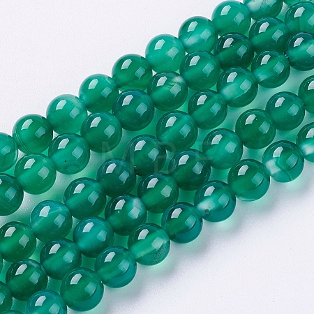 Natural Green Onyx Agate Beads Strands X-G-G583-6mm-11-1