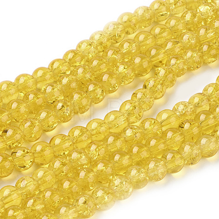 Spray Painted Crackle Glass Beads Strands CCG-Q001-6mm-10-1