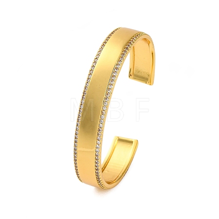 Rack Plating Brass Micro Pave Cubic Zirconia Cuff Bracelets for Women BJEW-M040-20G-1