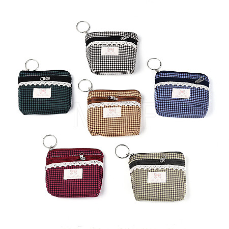 Plaid Pattern Cotton Cloth Wallets AJEW-N003-10-1