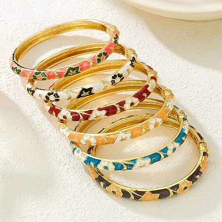 Brass Alloy Hinged Bangles for Women BJEW-K290-01B-G-1