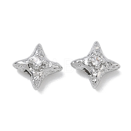 Brass Micro Pave Clear Cubic Zirconia Beads CU-CBA91C0-02P-1
