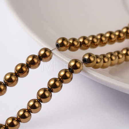 Non-Magnetic Synthetic Hematite Beads Strands G-G091-4mm-1-1