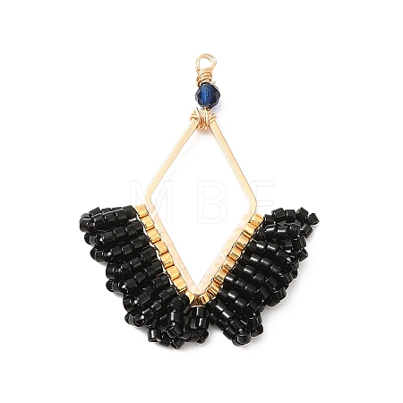 Glass Seed Beaded Pendants PALLOY-MZ00144-01-1