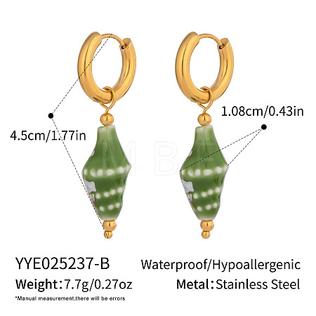 Stainless Steel Shell Shape Hoop Earrings RR5030-2-1