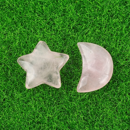 Natural Rose Quartz Healing Moon & Star Ornaments X1-PW-WG13036-01-1