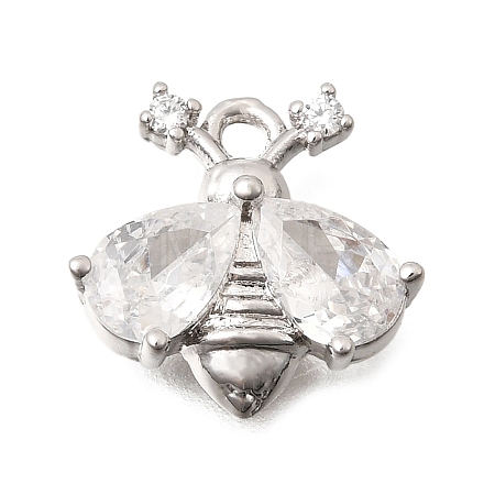 Brass Micro Pave Clear Cubic Zirconia Charms KK-K426-05P-1