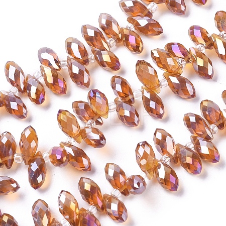 Electroplate Glass Faceted Teardrop Beads Strands EGLA-D014-33-1