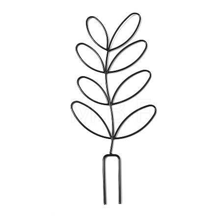 Leaf-Shaped Iron Plant Trellis AJEW-G074-03B-1