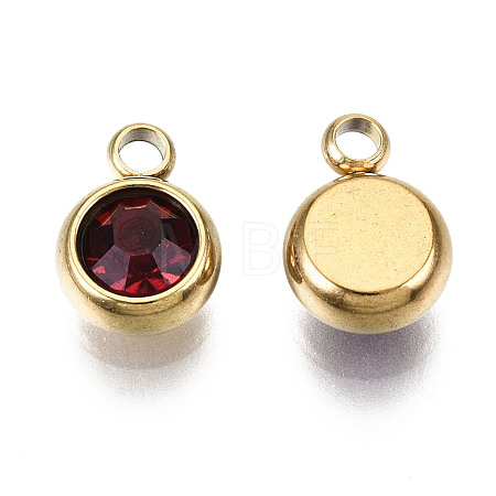 PVD Vacuum Plating 201 Stainless Steel Rhinestone Charms STAS-S068-01G-1