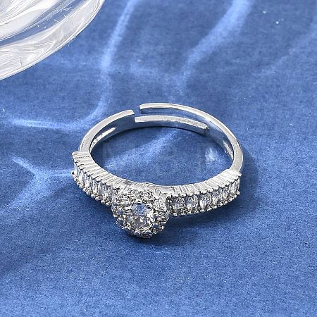 Brass Micro Pave Clear Cubic Zirconia Cuff Open Rings CU-CBA5C10-18P-1