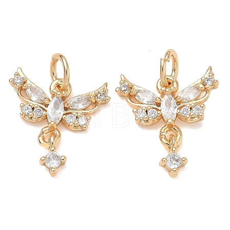 Brass Micro Pave Clear Cubic Zirconia Pendants CU-CBAB0CF-22G-1