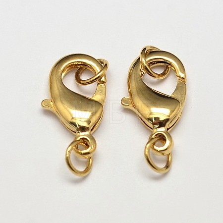 PVD Vacuum Plating Brass Lobster Claw Clasps for Jewelry Necklace Bracelet Making KK-I599-15mm-G-RS-1
