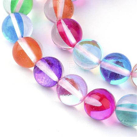 Synthetic Moonstone Beads Strands G-R375-6mm-B08-1