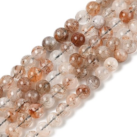 Natural Black Gold Rutilated Quartz Beads Strands G-H093-B02-8MM-1