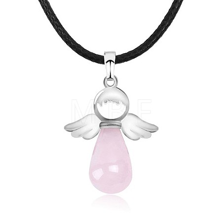 Angel Natural Rose Quartz Pendant Necklaces OH8264-09-1