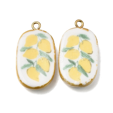 Fruit & Floral & Animals Printed Handmade Porcelain Pendants X-STAS-Z207-01G-03-1