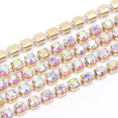 Brass Rhinestone Strass Chains CHC-T003-SS10-02C-1