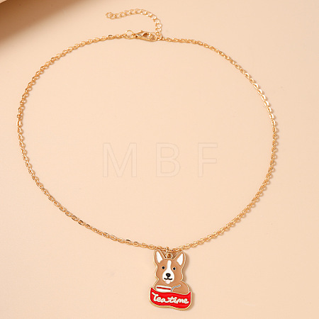 Alloy Enamel Animal Pendant Necklaces WG5B2A2-02-1