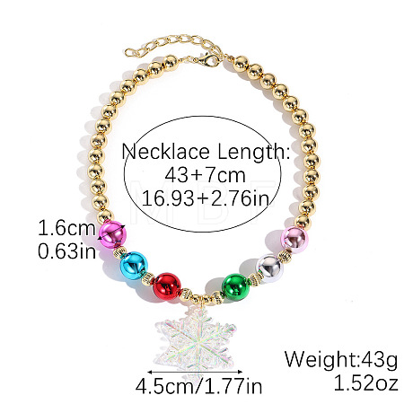 Christmas Theme AB Color Acrylic Pendant Round Beaded Necklaces FS-WG72DBE-01-1