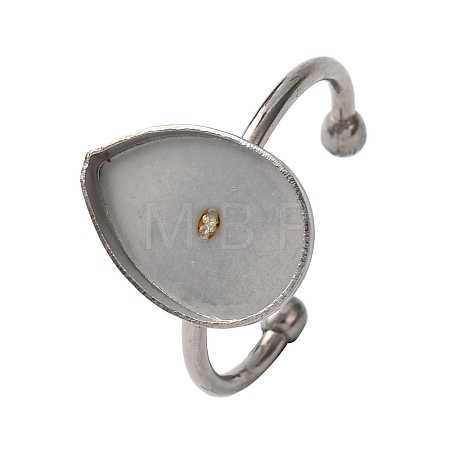 304 Stainless Steel Open Cuff Ring Components STAS-S134-01P-C01-1