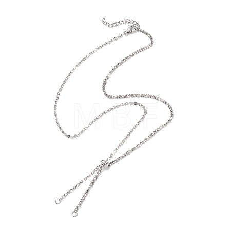 304 Stainless Steel Cable Chain Twisted Chain Slider Necklace Making AJEW-JB01512-02-1