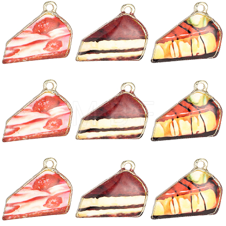 30Pcs 3 Colors Printed Alloy Pendants ENAM-BM0001-25-1