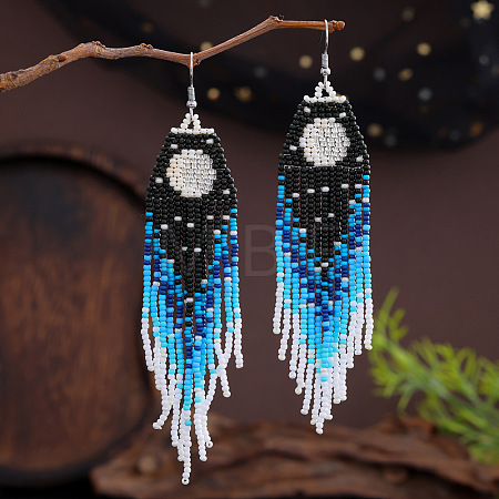 Moon Stainless Steel Dangle Earrings KS8218-6-1