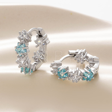 Star Brass Cubic Zirconia Hoop Earrings FS-WG82235-02-1