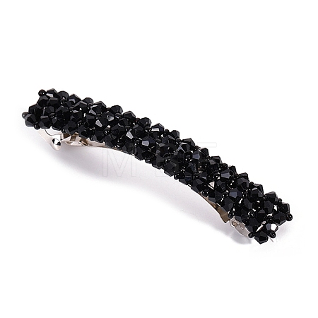 Glass Beaded Hair Barrettes PW-WG60883-06-1