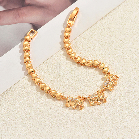 Brass Micro Pave Clear Cubic Zirconia Link Chain Bracelets for Women PP8141-2-1