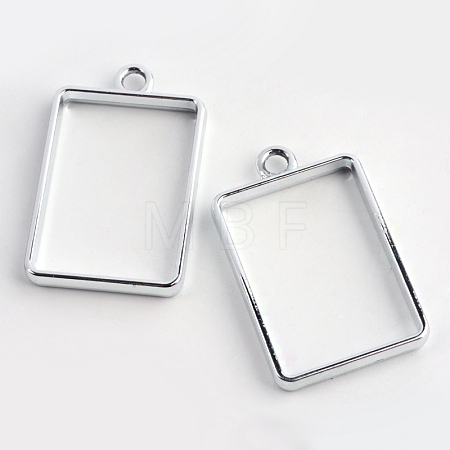 Rack Plating Alloy Rectangle Open Back Bezel Pendants PALLOY-S047-28D-FF-1