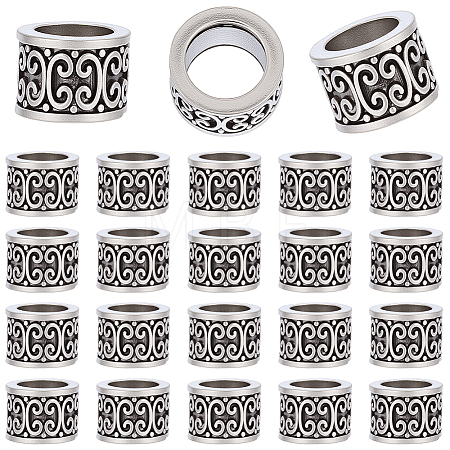 60Pcs Column Tibetan Style Alloy European Beads TIBEB-SP0001-24-1