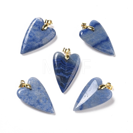 Dyed & Heated Natural Blue Aventurine Pendants G-E570-01G-04-1