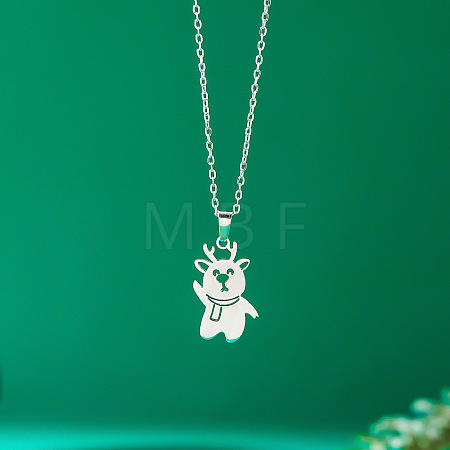 304 Stainless Steel Christmas Pendant Necklaces for Women FS-WGF0E06-09-1