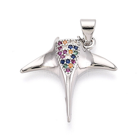 Brass Micro Pave Cubic Zirconia Pendants KK-T080-12P-1