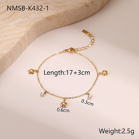 304 Stainless Steel Pave Cubic Zirconia Charm Bracelets WG7D1B6-03-1