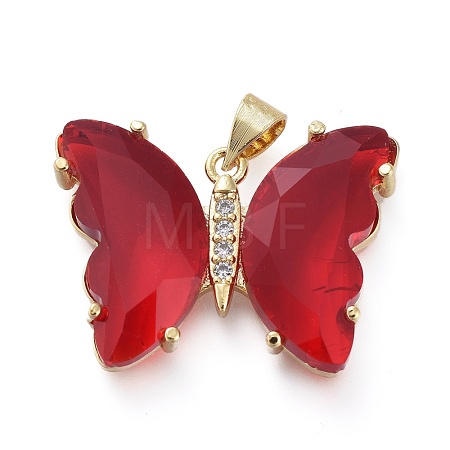 Brass Micro Pave Clear Cubic Zirconia Pendants ZIRC-P079-A01-07-1