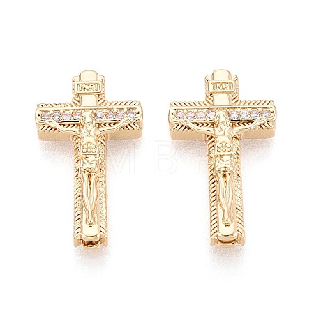 Religion Brass Micro Pave Clear Cubic Zirconia Beads KK-T080-90G-1