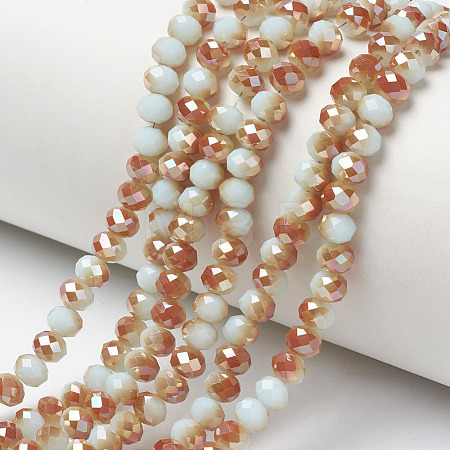 Electroplate Opaque Solid Color Glass Beads Strands X-EGLA-A034-P4mm-J01-1